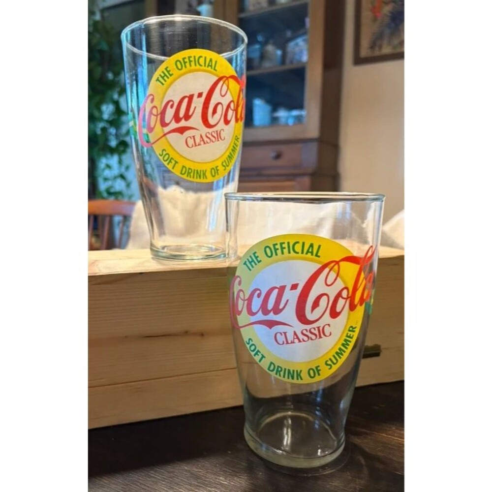 Vintage 1980s Coca-Cola Official Soft Drink of Summer Glass Tumblers - Set of 2
